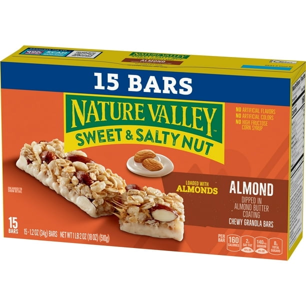Nature Valley Granola Bars, Sweet and Salty Nut, Almond, 15 Bars, 18 OZ - Pack of 2