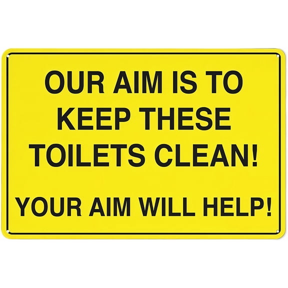 Our Aim is to Keep These Toilets Clean Tin Sign - 8"x12" Metal Sign, Great Wall Decor for Garden, Yard, Restroom, Office