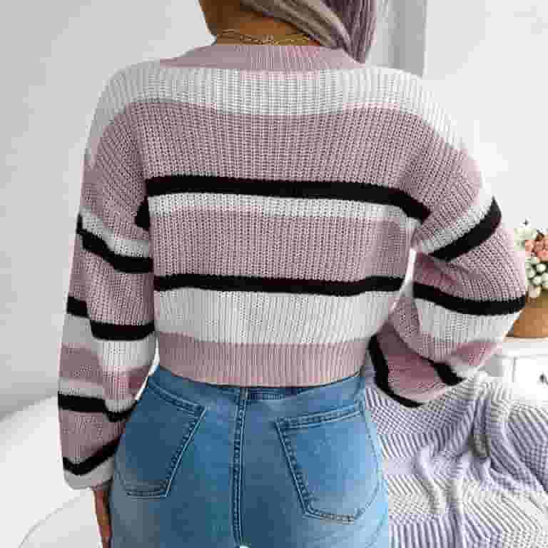 Juebong Cropped Sweater Tops for Women Casual Solid Round Juebong Cropped Sweater Tops for Women Casual Solid Round