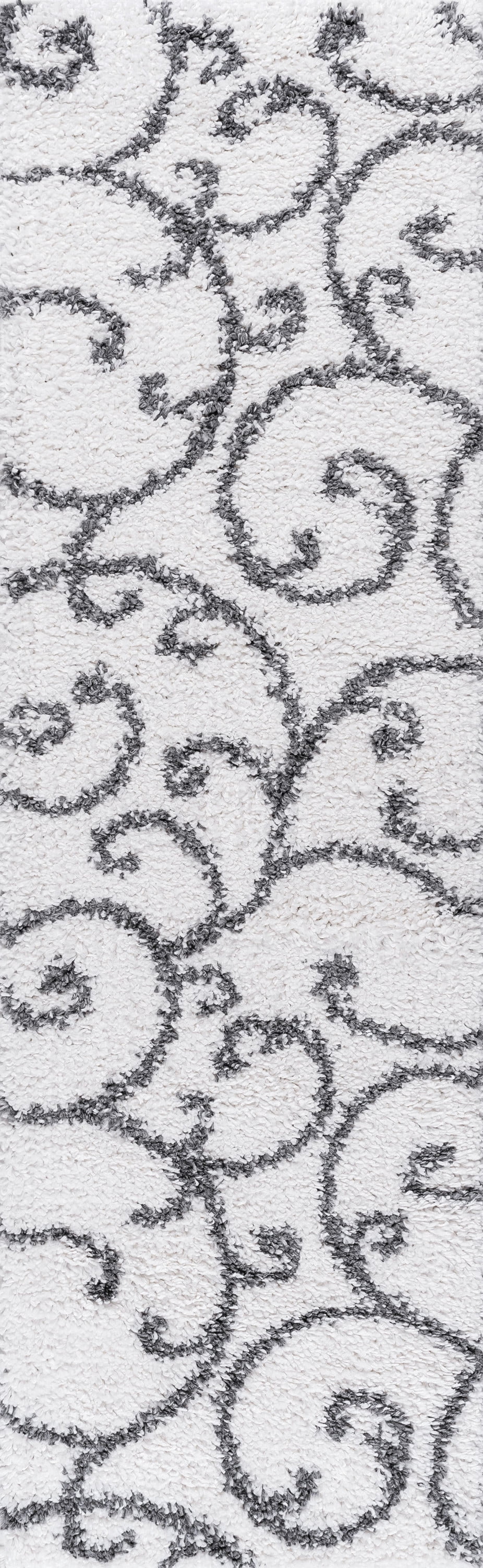 Bliss Rugs Transitional Floral 2'3'' x 7'3'' White and Gray Polypropylene Indoor Runner Rug, 2'3'' x 7'3''
