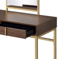 thumbnail image 3 of Coleen Walnut  Gold Finish Vanity Desk  Includes Mirror  Jewelry Tray for Bedroom Makeup, 3 of 7