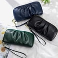 thumbnail image 2 of Genuine Leather Women's Wallets, Multi Functional Double Zipper Pleated Coin Purse, Ladies Purse Cell Phone Handbag-Brown, 2 of 3