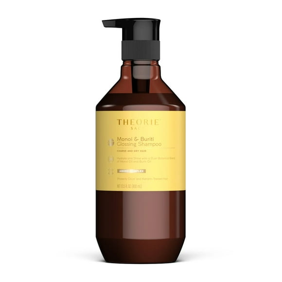 THEORIE Monoi  Buriti Glossing Shampoo, Hydrates & Shines, For Coarse & Dry Hair, Color & Keratin Safe, 800mL Pump