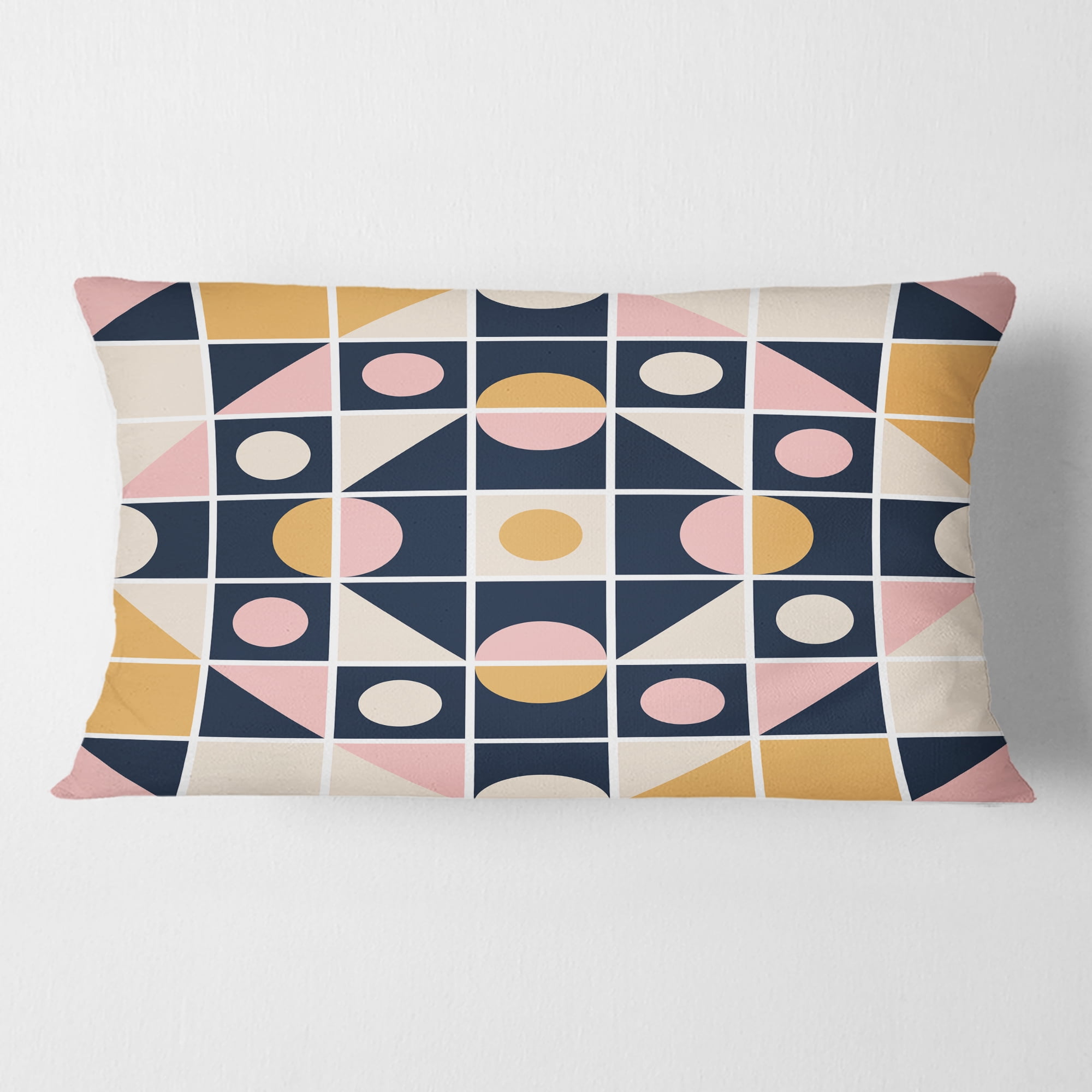 Designart Geometrical Retro Design I' Mid-Century Modern Throw Pillow - 12x20