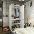 thumbnail image 2 of KULAGAGA Wardrobe Armoire with Mirror Door and Clothing Rod for Bedroom White, 2 of 7