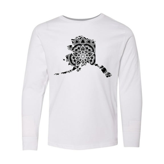 Inktastic Alaska Silhouette Mandala Long Sleeve Youth T-Shirt