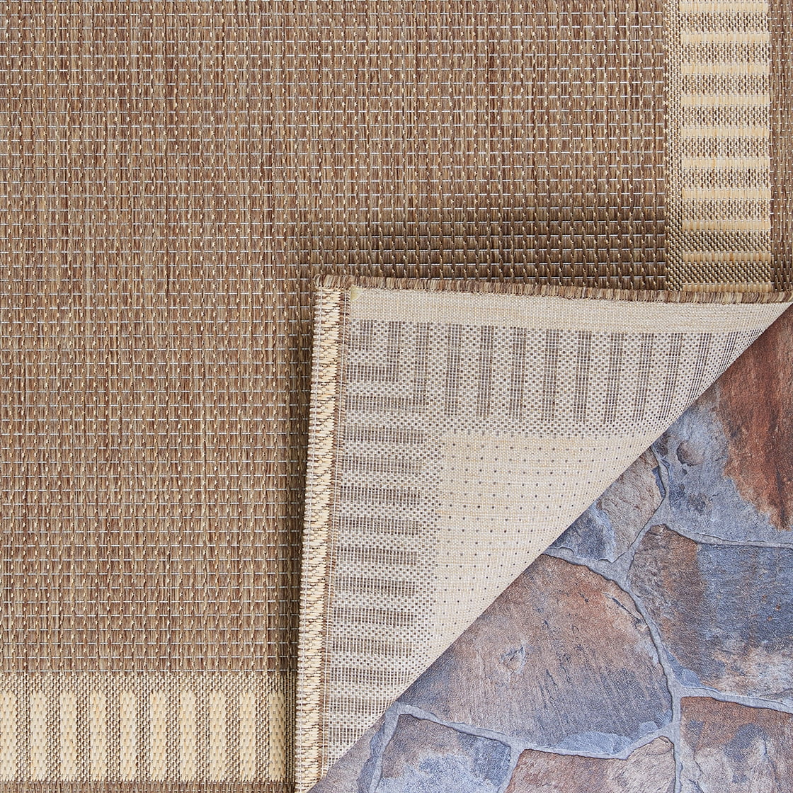 Couristan 5.25' x 7.5' Cocoa Brown Bordered Rectangular Polypropylene Area Throw Rug