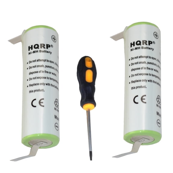 HQRP 2-Pack Batteries for Braun Series 3 Model Type 5772, 390cc-4, Type 5411, 350, 5873 Razor / Shaver plus Screwdriver