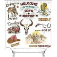 thumbnail image 2 of 4PCS Western Shower Curtain Set, Cowgirl Riding Horse Highland Cow Cactus Desert Guitar Country Farmhouse Wild West Bathroom Decor, Waterproof Fabric Shower Curtain, Non-Slip Bath Mat, 2 of 7