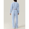 thumbnail image 4 of Osfvolr Women 2 Piece Outfits Sweatsuit Set Twist Front Cropped Sweatshirt Wide Leg Sweatpant Lounge Set Light Blue XXL, 4 of 6