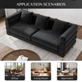 thumbnail image 3 of Wiilayok 79" Velvet Cloud Couch,3 Seater Deep Seat Sofa Couches with Gold Legs,Pillows,Modern Oversized Loveseat for Living Room,Office Apartment,Black, 3 of 7