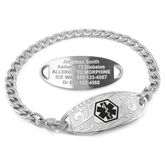 MedicEngraved Stainless Steel Custom Medical Alert Bracelet - 5mm Curb Link