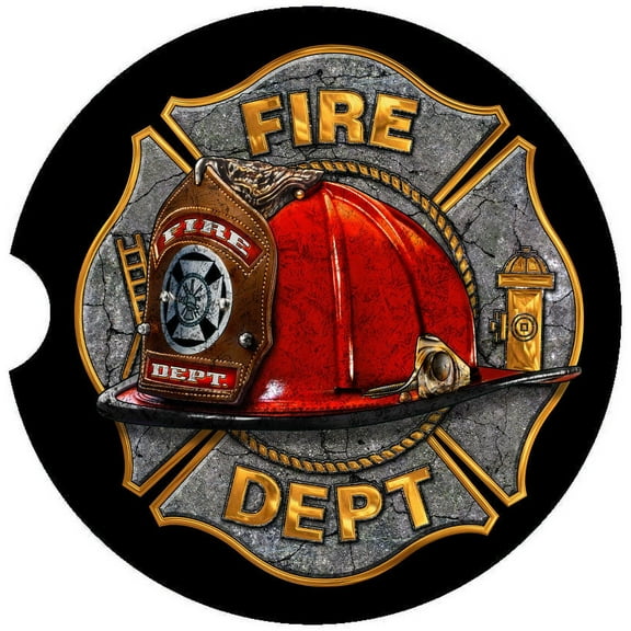 Fireman Car Coaster, Absorbent Stoneware Car Cup Holder Coaster, Set of 2