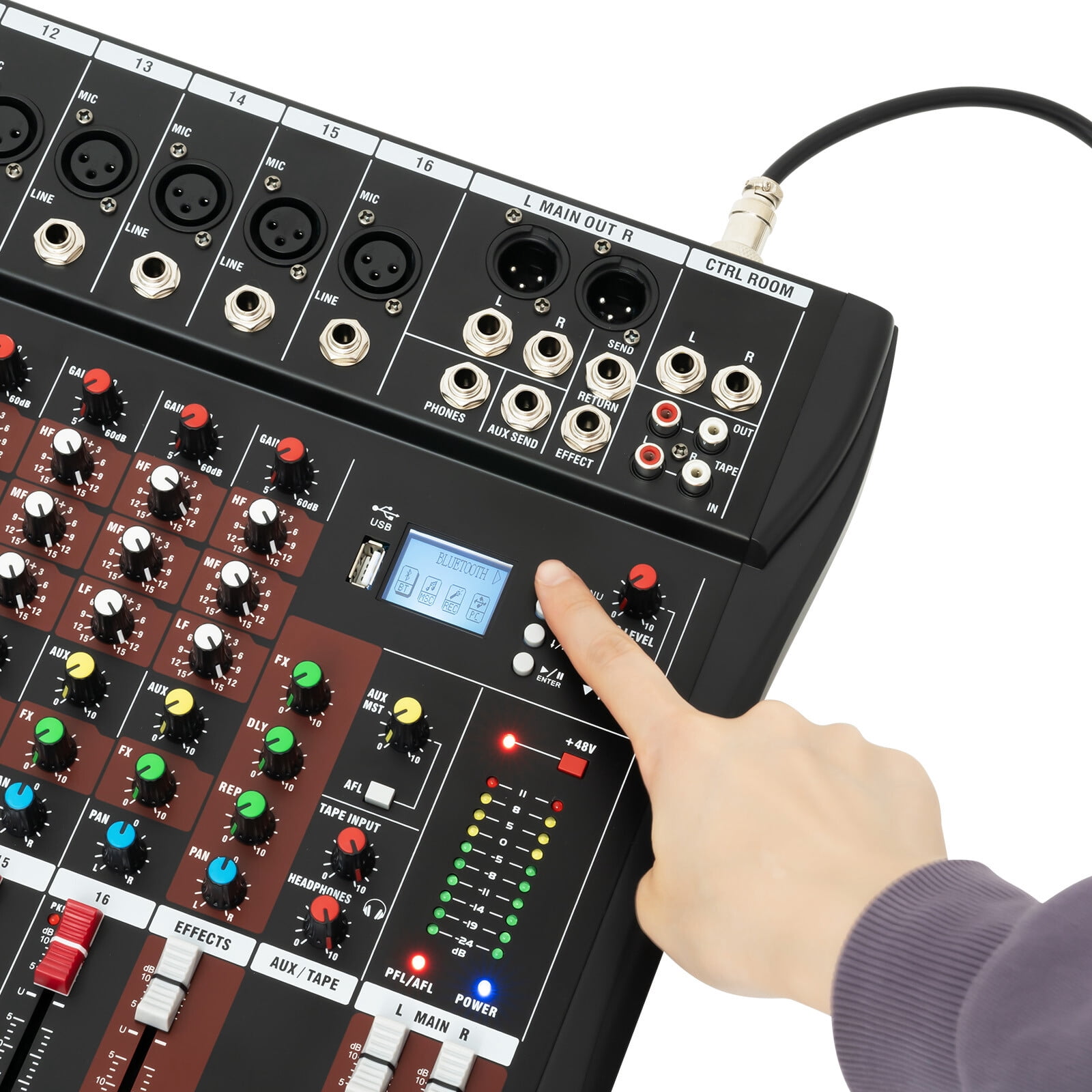 16-Channel Professional Audio Mixer Console, DJ Mixing Console for Home KTV, Music Recording
