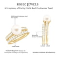 thumbnail image 6 of Rosec Jewels Natural Freshwater Pearl Wedding Engagement Ring Set - 7 Carat Engagement Ring with Wedding Band - AAA Quality, 18K Yellow Gold, US 8.00, 6 of 7