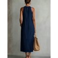 thumbnail image 2 of Womens Blue Halter Maxi Dress Summer Casual Side Slit Sleeveless Long Gown, 2 of 7