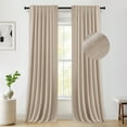 thumbnail image 5 of 100% Blackout Curtains 2 Panels Set, Thermal Insulated Linen Textured Blackout drape for Bedroom, Back Tab/Rod Pocket Curtains, Oatmeal W50" X L120", 5 of 6
