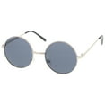 thumbnail image 2 of Retro Metal Frame Slim Temple Neutral-Colored Lens Round Sunglasses 51mm (Silver / Smoke), 2 of 4