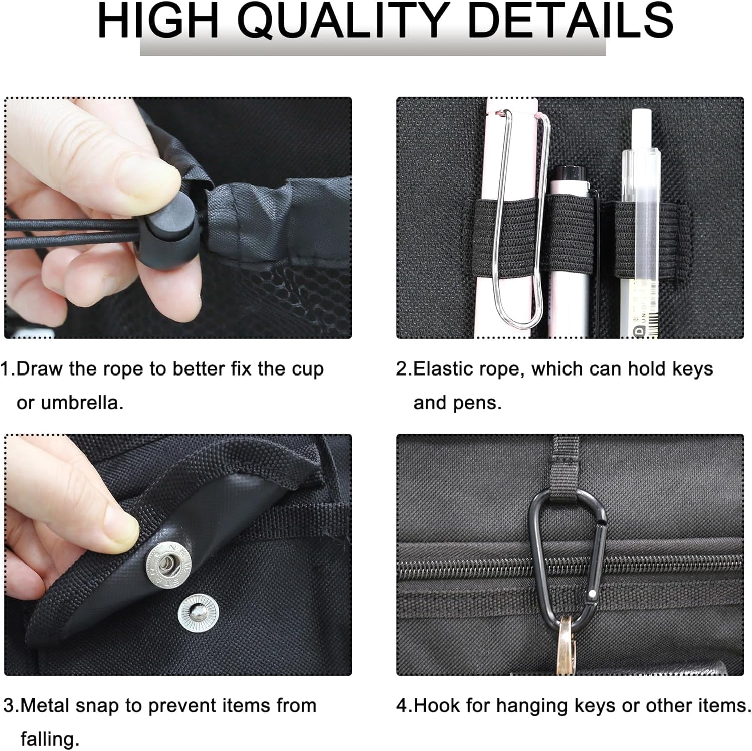 Upgraded Walker Bag for Folding Walker, Double Sided Walker Basket with Multi Pockets Cup Phone Holder Large Capacity Storage Basket for Seniors Walkers, Rollators