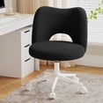 thumbnail image 3 of Exenoray Chaise de Bureau Sans Accoudoirs en Molleton Teddy, Chaise de Bureau Pivotante Réglable à Siège Grand avec Roues en PU, Chaise de Travail Rembourrée pour Coiffeuse pour Chambre, Bureau d'Étude Ou Bureau à Domicile, Noir, 3 of 7