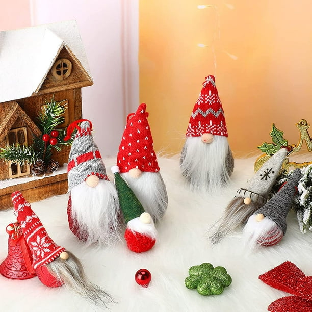Christmas Gnome 8 Pieces Christmas Tree Hanging Gnomes Ornaments Set Gnome  Ornaments Tomte Gnome Hat Dwarf Dolls for Christmas Tree Home Decorations