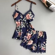SwiftWear Women's Cooling Silk Satin Pajama Set 5-Piece - Silky Dress,Shorts, Pants Cami ,Robe Set | Breathable Summer Sleepwear | Comfy Luxurious Loungewear for Women