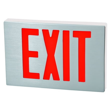 Cast Aluminum LED Exit Sign - Red LED - White Housing - Aluminum Face
