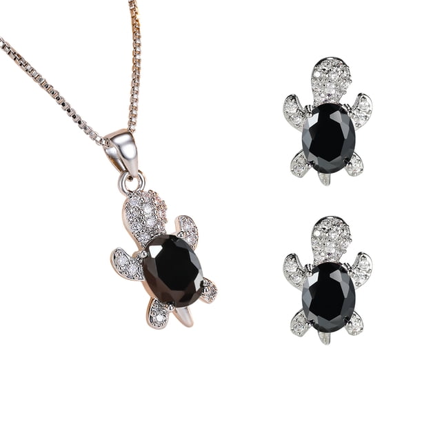 Fiudx Conjunto de Joyas de Tortuga, Elegante Par de Collar y Pendientes, Diseño de Aleación Brillante, Perfecto para Bodas y Fiestas, Regalo Ideal para San Valentín y El Día de La Madre, Pieza de Mod