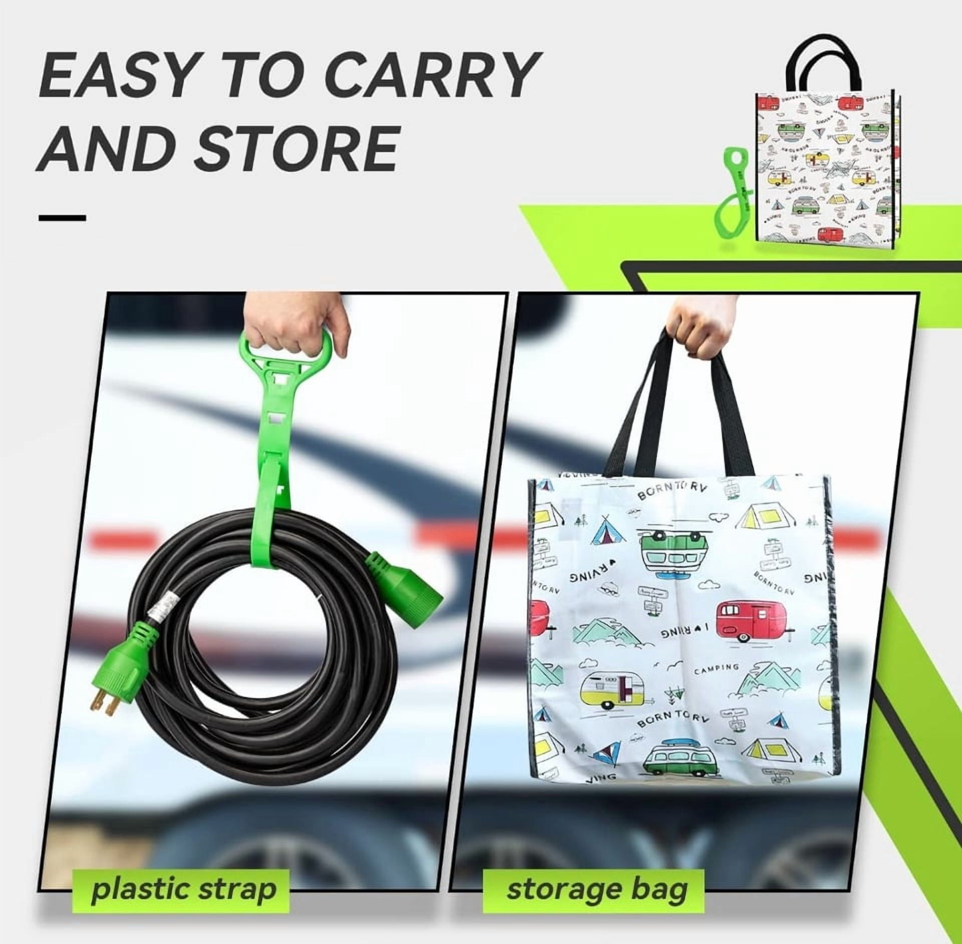 RVMATE 25 ft 30 Amp 125 V 3750 W 3-Prong Generator Extension Cord NEMA L5-30P/L5-30R SJTW Jacket GC33025-RM