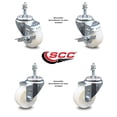 thumbnail image 2 of 3 Inch Nylon Wheel Swivel 3/8 Inch Threaded Stem Caster Set 2 Brakes SCC, 2 of 2