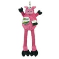 thumbnail image 2 of goDog Checkers Skinny Pig Squeaky Plush Dog Toy, Chew Guard Technology - Pink, Large, 2 of 5