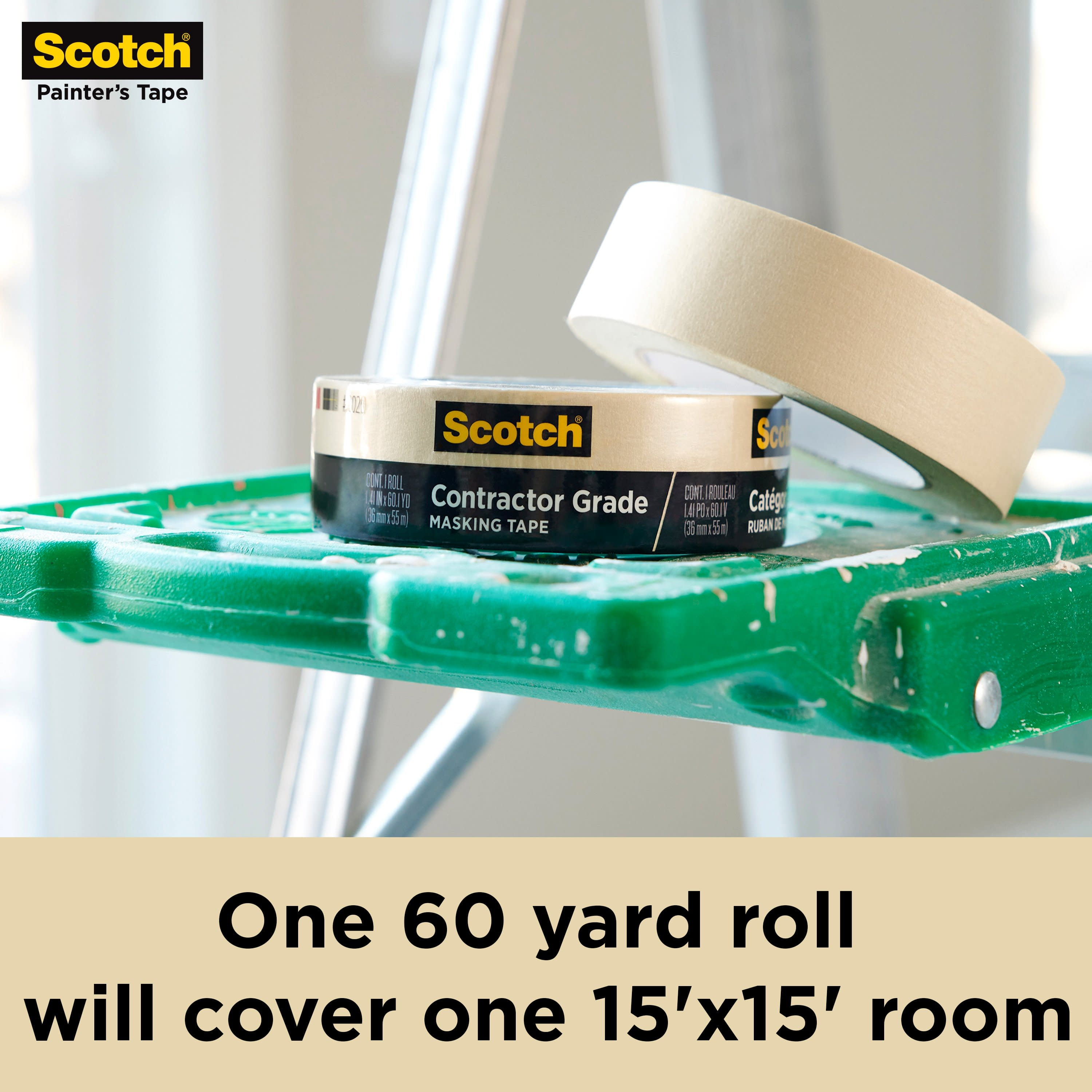 6 Rolls .94 inch x 60.1 yard 2020 Scotch Contractor Grade Masking Tape 