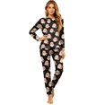 thumbnail image 4 of Wuceii Christmas Pajamas Family Matching Set - 2 piece Cute Black Santa Claus Print Long Sleeve Top & Pants Pajamas, Holiday Movie Night Loungewear Jumpsuit for Christmas Eve for M Pjs, 4 of 6