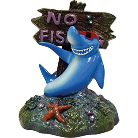PET PRODUCTS EE-380 Exotic Environments Cool Shark No Fishing Sign, Adorable colorful and whimsical By Blue