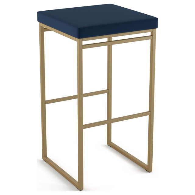 Amisco Easy 26 in. Counter Stool - Blue Polyurethane / Golden Metal