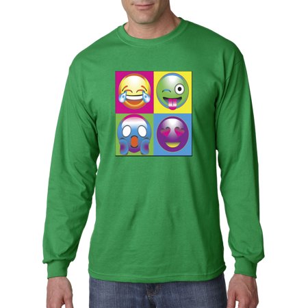 341 - Unisex Long-Sleeve T-Shirt Emoji Faces Boxed Multi-Color Lol Shocked