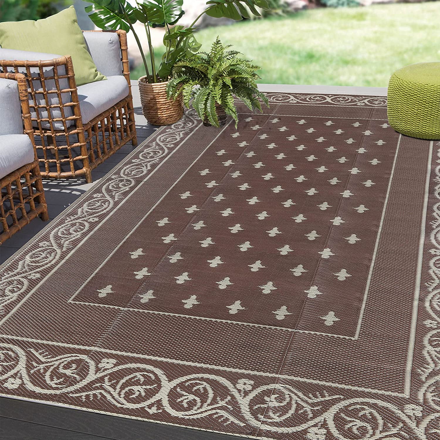 Reversible Outdoor Rugs, Plastic Straw Mats, Waterproof Lightweight