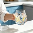 thumbnail image 4 of 12oz Ocean Animal Glass Cup Glassware Marine Life Drinkware Jellyfish Shark Crab Seahorse Coastal Mug,3D - Blue Seahorse, 4 of 9