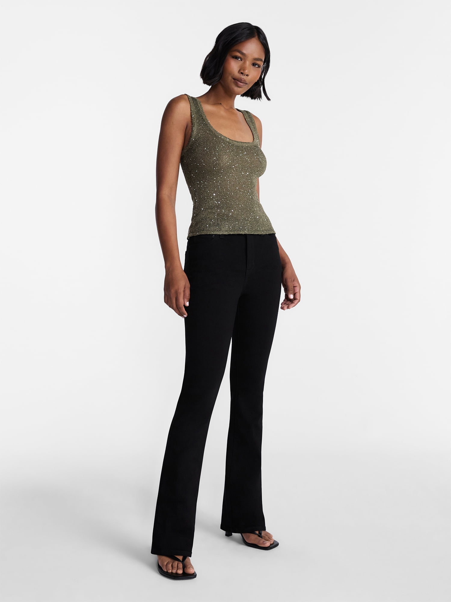 No Boundaries Sequin Sweater Tank Top, Women's and Women's Plus XXS-4X