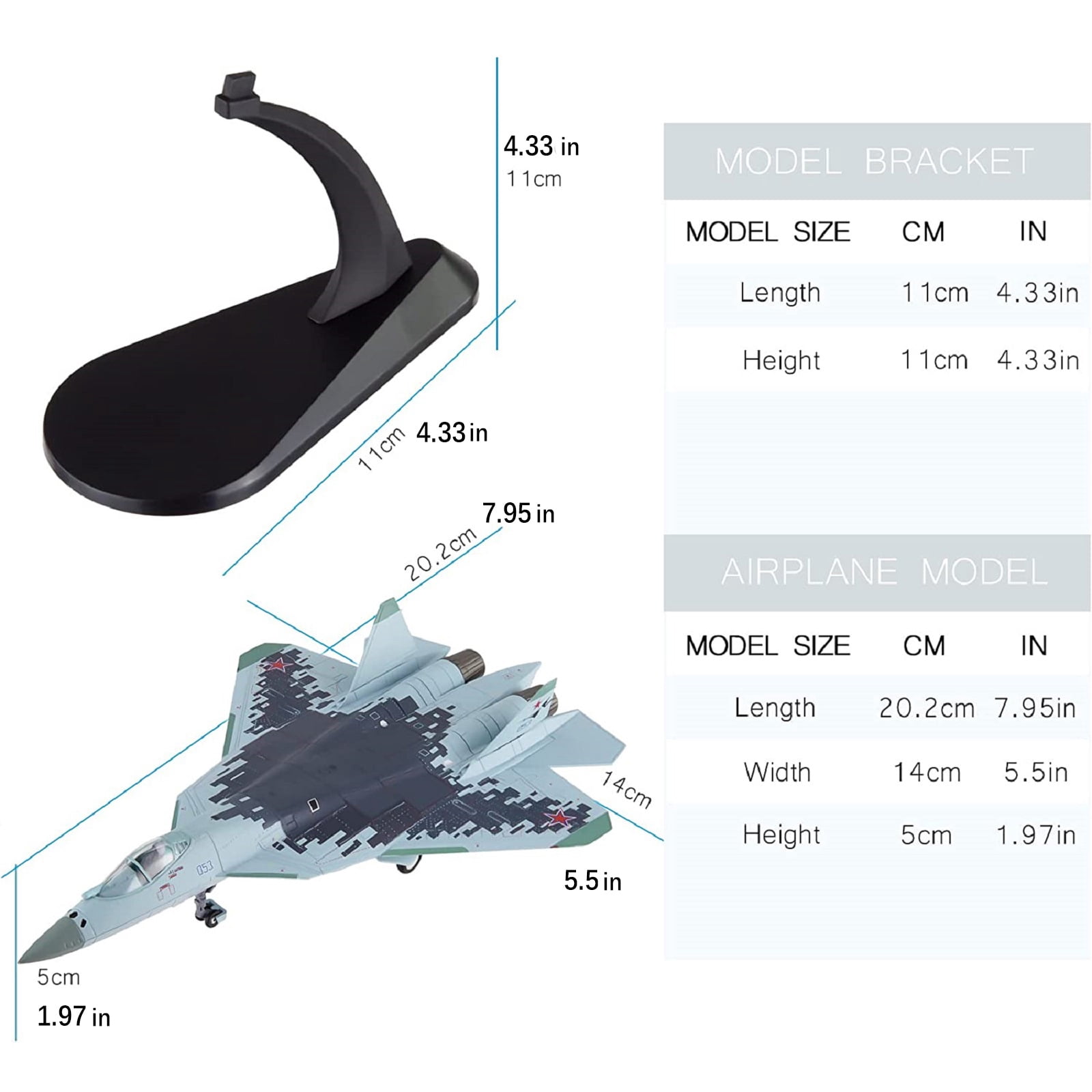 NATEFEMIN SU57 Russian Stealth Fighter Air Force Diecast Plane Model 1/100 Scale Collectible for Aviation Display and Gift