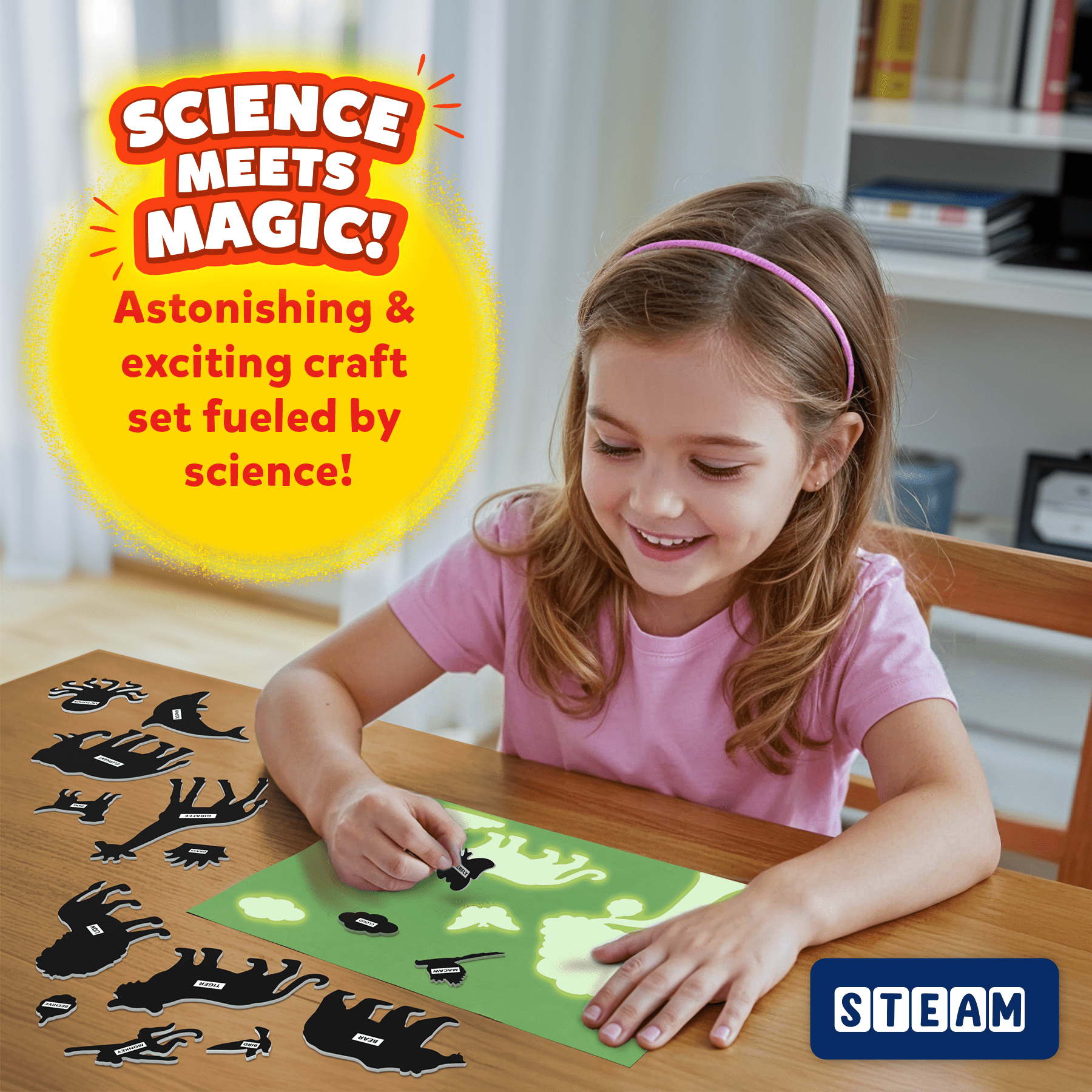 Skillmatics Paper Art Kit - Magical Reveal Art, STEM Craft Kit for Kids with Decorative Paper, Stencils & Markers, Create with Light, Mess-Free, Indoor Fun, Gift for Ages 4 to 12