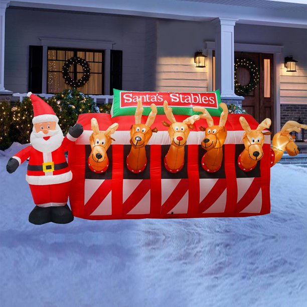 CozyBox (5ft 12ft) Large Christmas Holiday Self Inflating Inflatables w/ LED Lights Outdoor