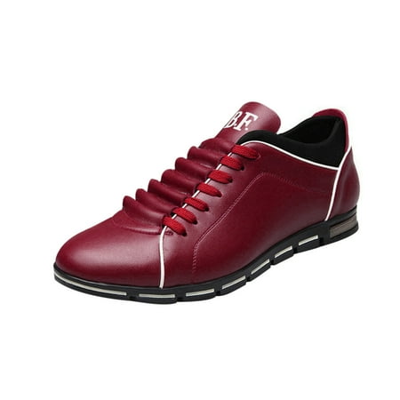 XDDST Mens Leather Slip On Shoes Men Fashion Solid Leather Business Sport Flat Round Toe Casual Shoes