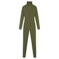 thumbnail image 5 of TiaoBug Women Long Sleeves Yoga Bodysuit High Collar Stretchy Jumpsuit Sport Yoga Workout Leotard Army Green L, 5 of 7