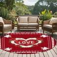 thumbnail image 5 of Round Rugs 6 Ft, Red Valentine's Day Non Slip Area Rugs for Kitchen Bedroom Entryway, Love Heart Spring Floral Roses Washable Carpet Runner Rug Floor Mats for Bedroom Home Decor, 5 of 9