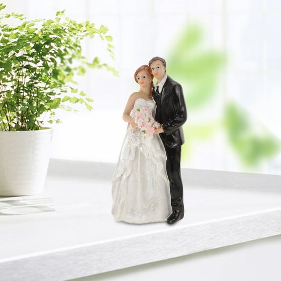 LABSERRON 1Pack Wedding Cake Topper Bride and Groom Multi Color Figurine for Wedding and Valentine's Day Decor