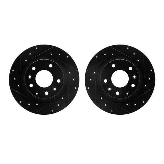 Dynamic Friction Company Rear Brake Rotors-Drilled and Slotted-Black 8002-80068