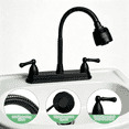 thumbnail image 6 of RV Kitchen Faucet,RV Camper Faucet Non-Metallic with 2 Handles Flexible Spout 360 Swivel 2-Function Sprayer for Campers,Trailers,Motorhomes,Fits 2-hole/3-hole 8-inch sinks,Matte Black, 6 of 7