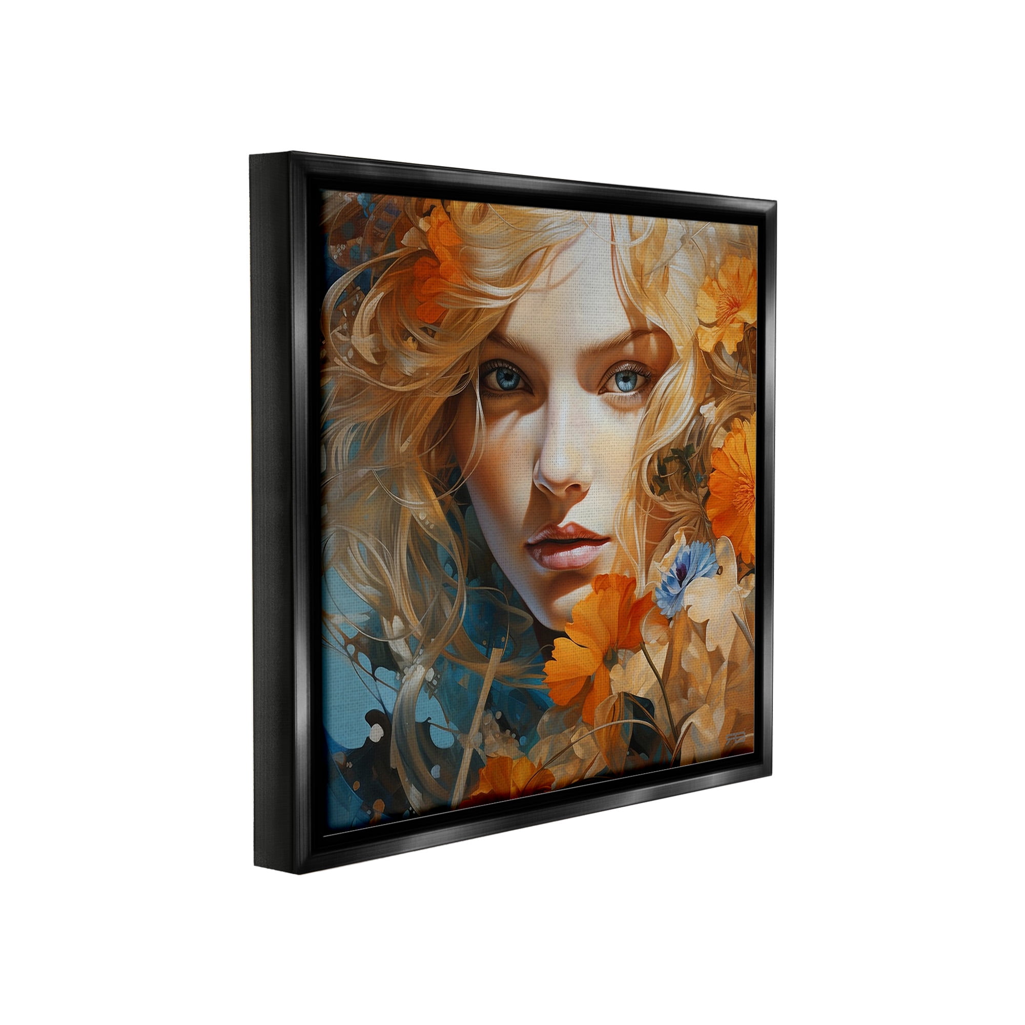 Stupell Industries Expressive Flower Portrait Botanical & Floral Painting Black Floater Framed Canvas Art Print Wall Art, 25 x 25