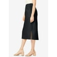thumbnail image 3 of Jessica London Women's Plus Size Casual Comfort Elastic Waist Stretch Denim Midi Skirt, 3 of 4